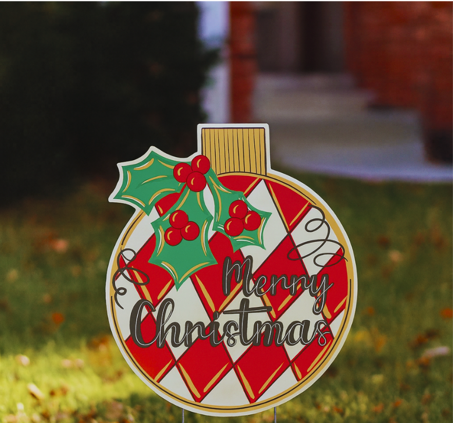 Merry Christmas Ornament Yard Sign