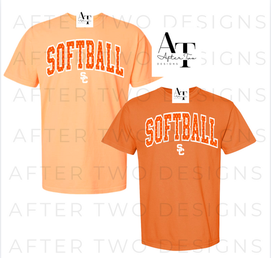 Orange Softball Dots SC Comfort Colors - PRESALE