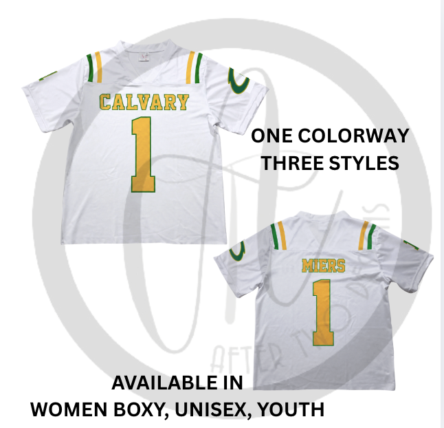 White Calvary Football Jersey (Choose Fit/Style) - PRESALE