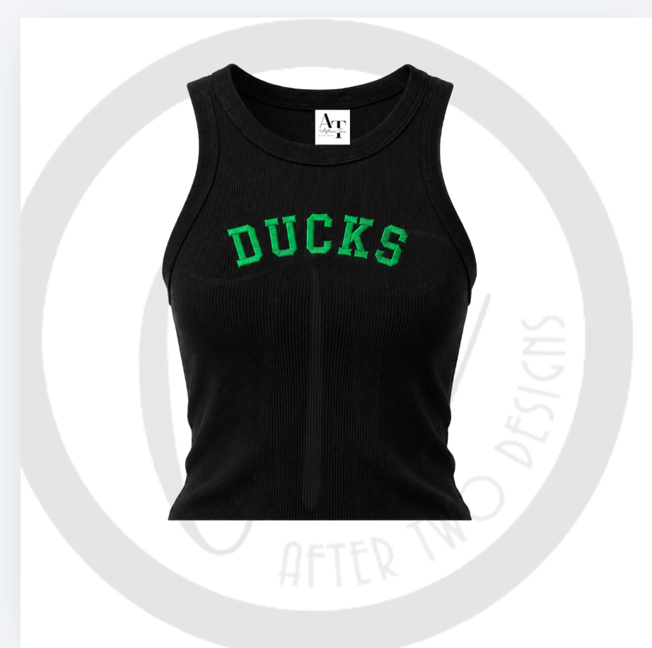 Embroidered DUCKS Racerback Tank FITTED Crop - PRE SALE