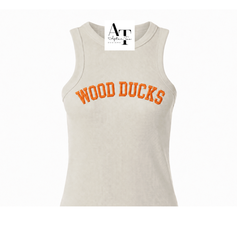 Embroidered Cream DUCKS Racerback Tank FITTED Crop - PRE SALE