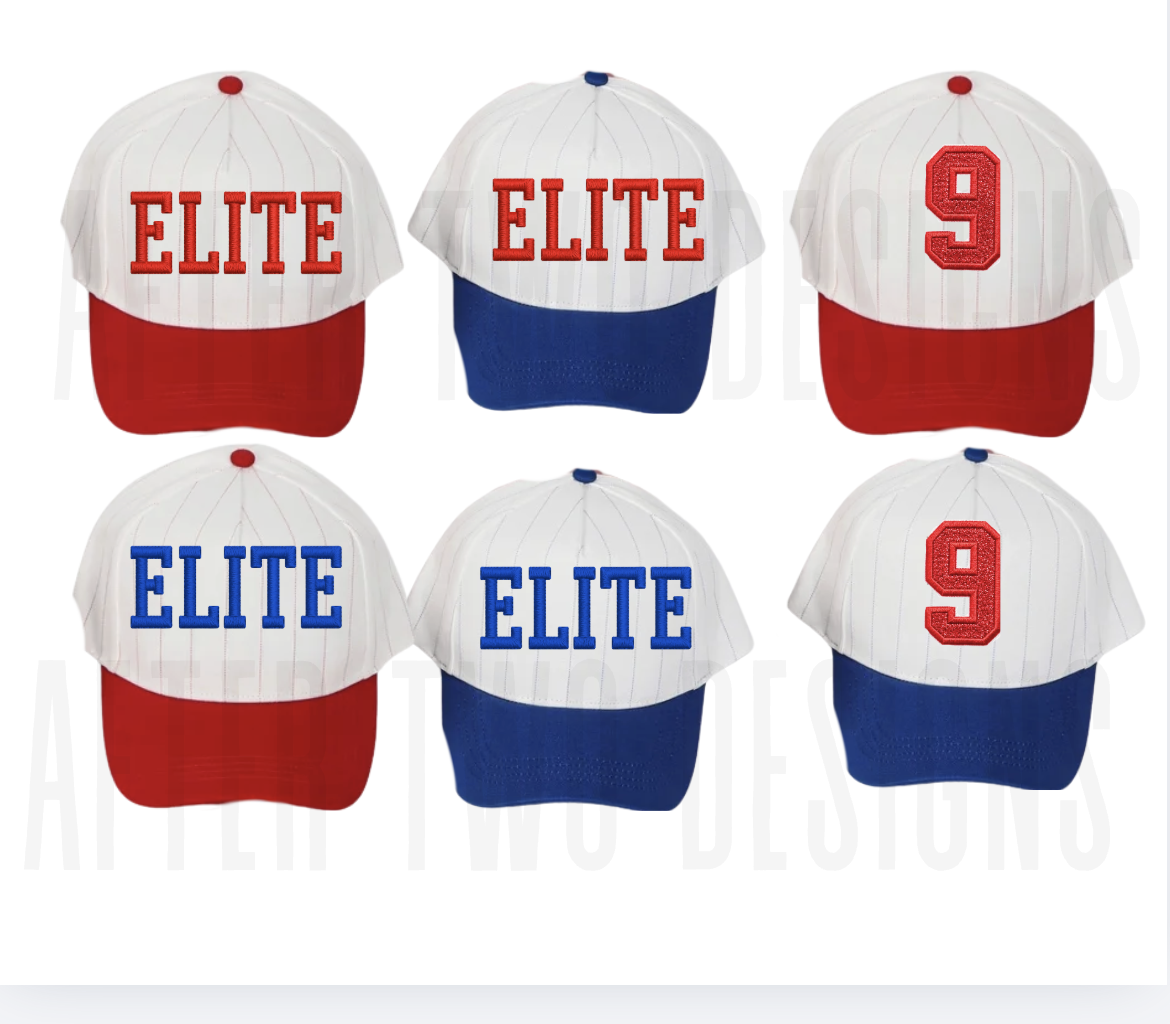 Elite Pinstripe Hat Text - PRESALE
