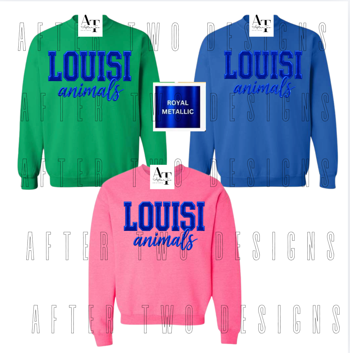 Bold Blue Metallic Animals Unisex Gildan Sweatshirt - PRESALE