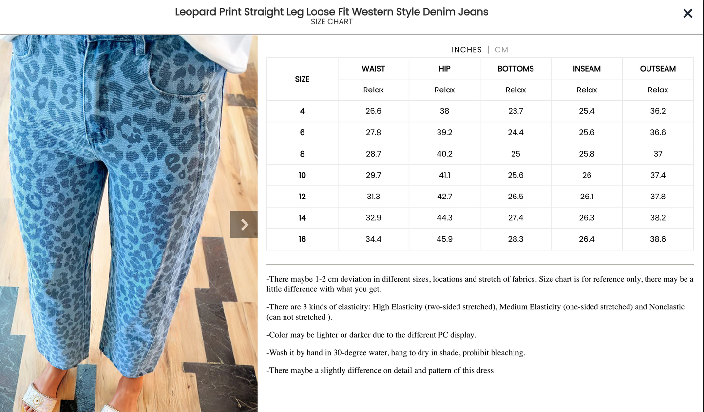 Blue Leopard Barrel Jeans