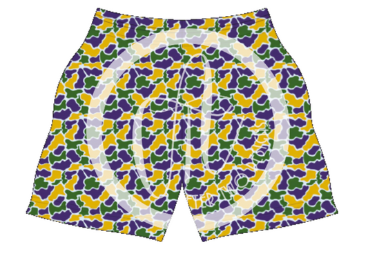Mardi Gras Camo Shorts - PRESALE