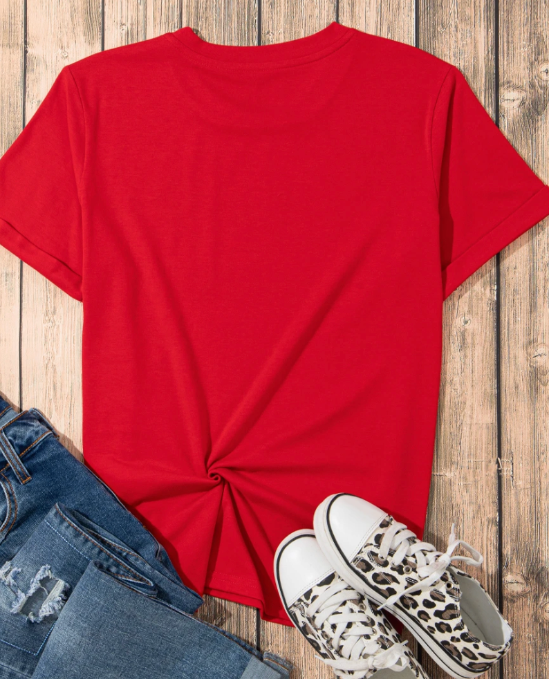 Red patch baseball sequin tee IN STOCK
