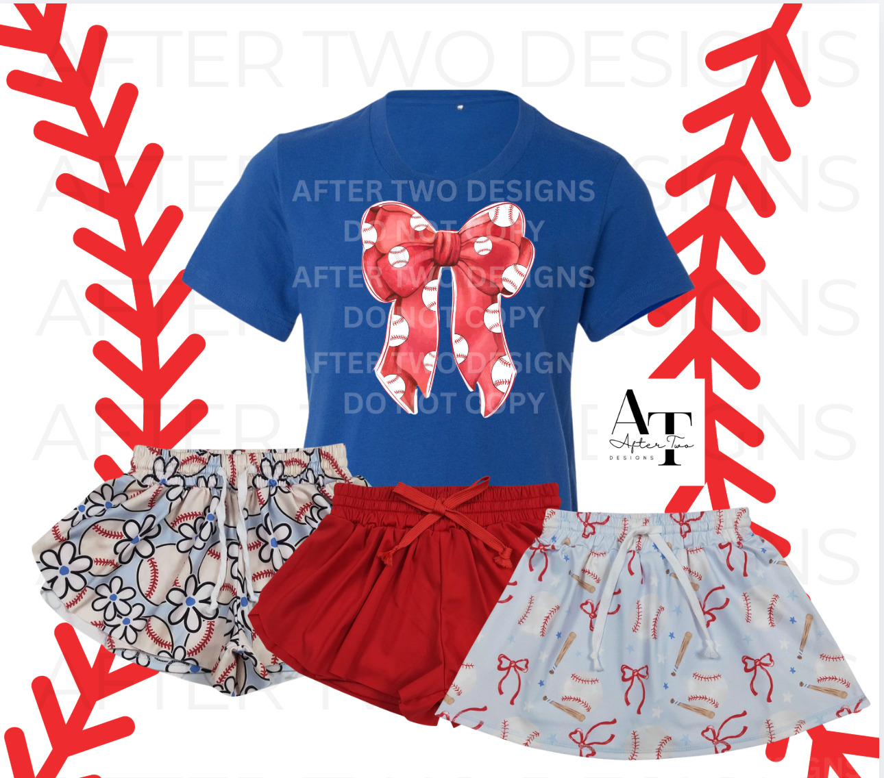 Blue Baseball Bows- MTO