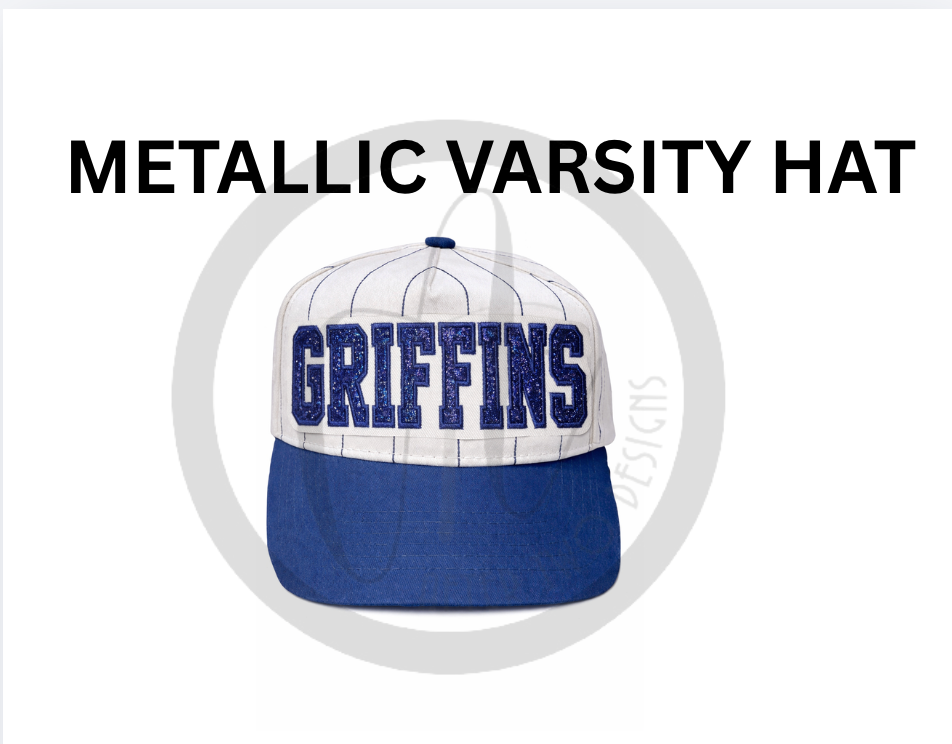 Snapback Pinstripe Hat Metallic Varsity Flat Text  PRESALE round 3