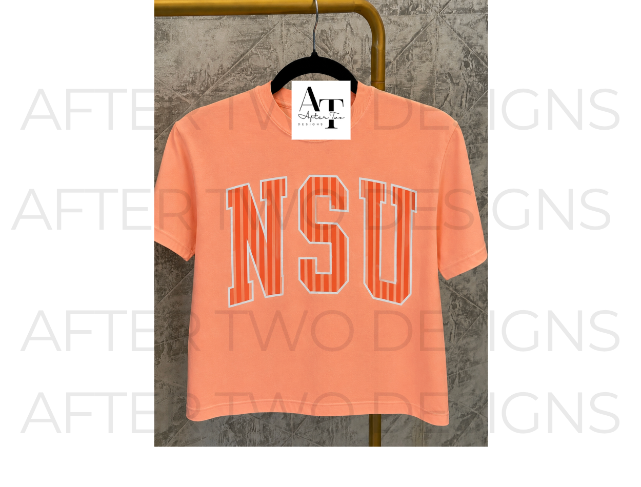 Neon Orange Tonal Stripes Comfort Colors Women- PRESALE