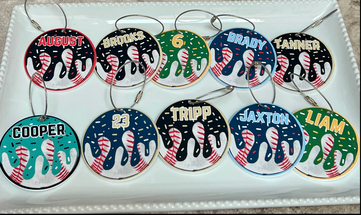 Baseball Bag Tag with Logo - MTO (Colors Customizable)
