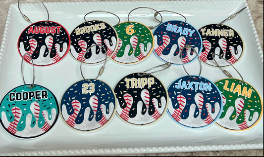 Baseball Bag Tag with Logo - MTO (Colors Customizable)