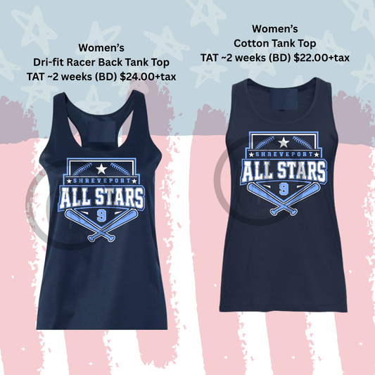 Shreveport All Stars Navy Plate # Tank