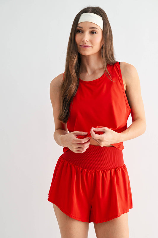 Athletic Cropped Tank+Shorts SET - In Stock