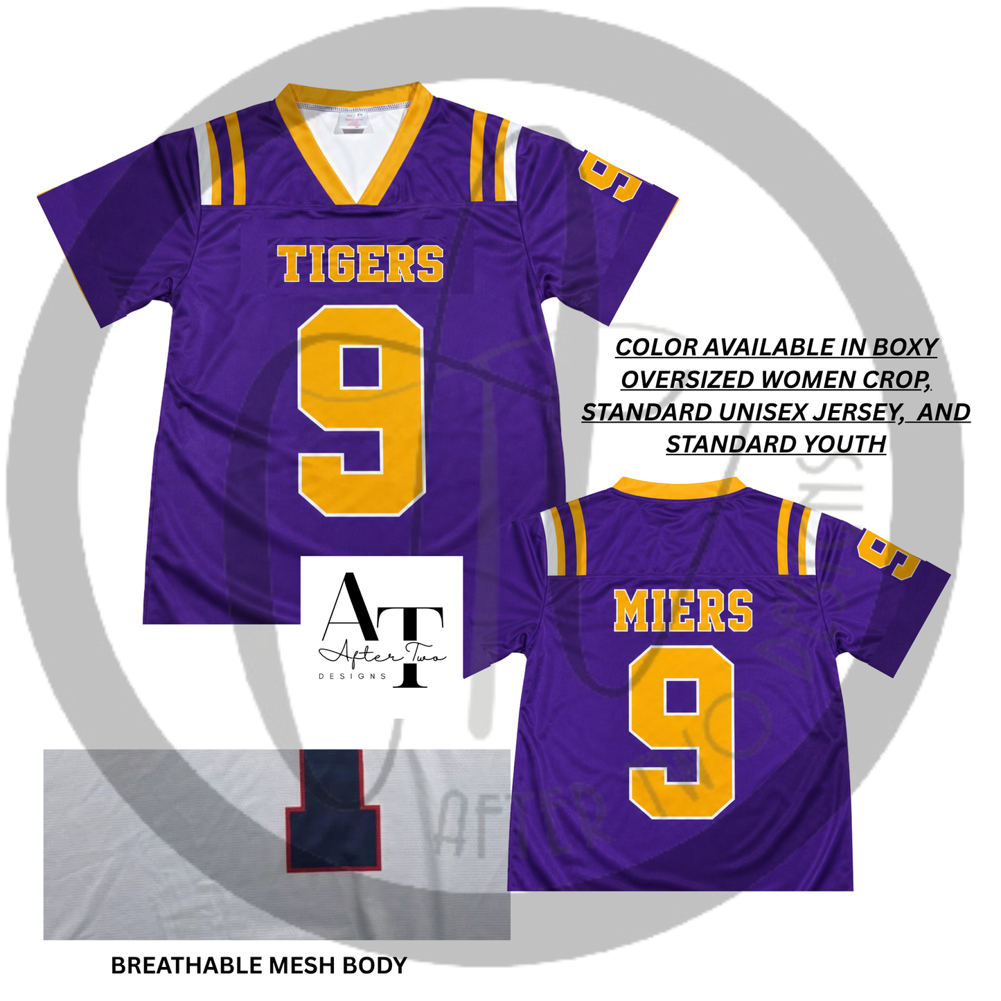 Purple Tigers Football Jersey  with Mesh (Choose Fit/Style) - PRESALE