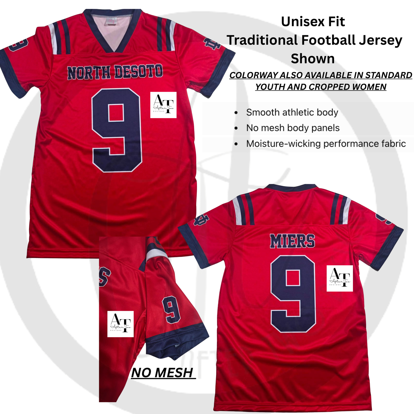 Red ND Football Jersey without Mesh (Choose Fit/Style) - PRESALE
